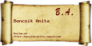 Bencsik Anita névjegykártya