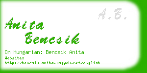 anita bencsik business card